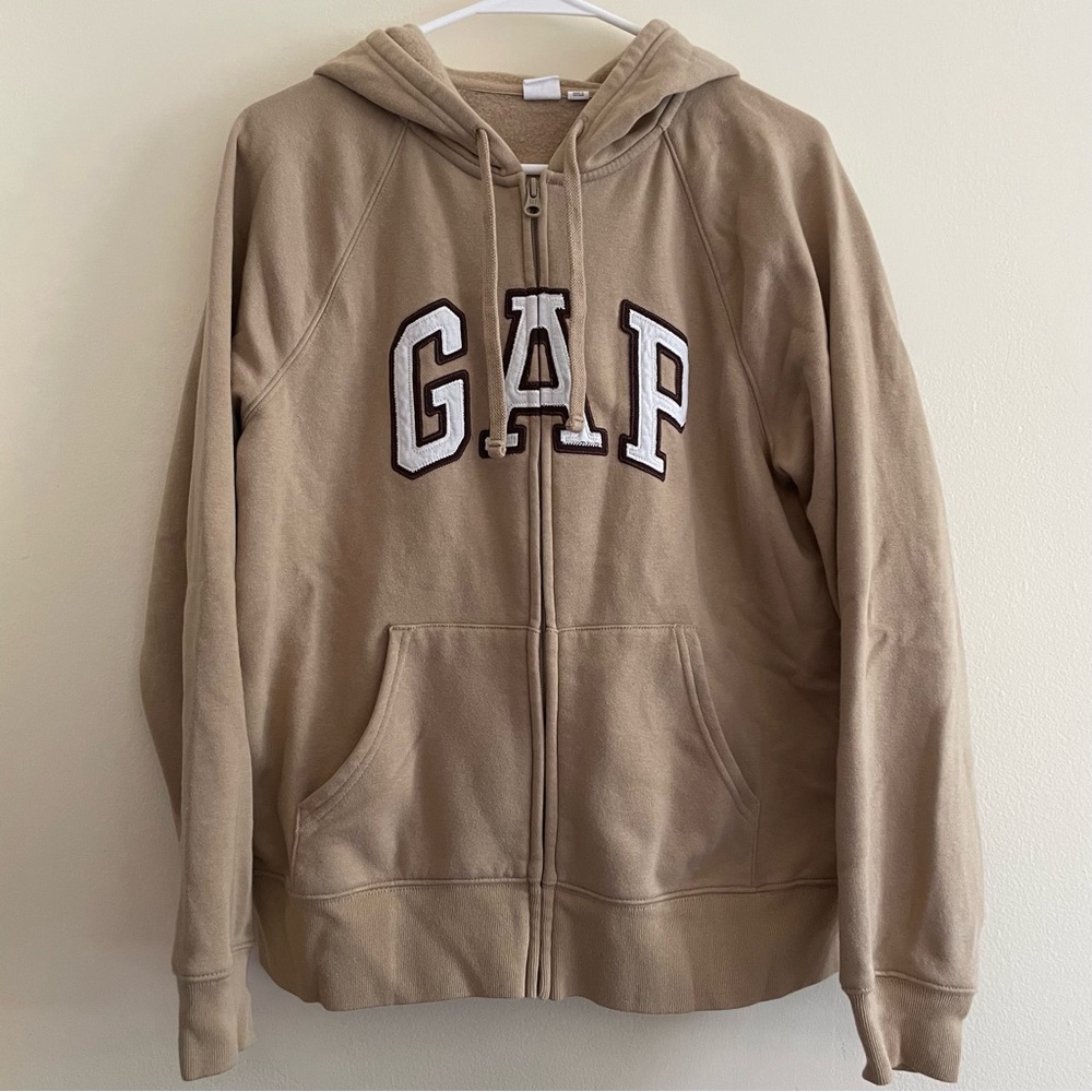 Gap Logo Zip Hoodie, Travertine Brown, Women’s Size M, Brand New